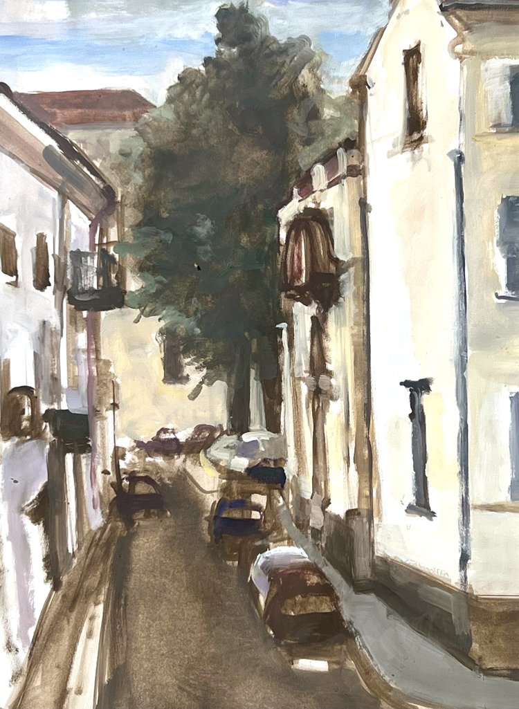 La rue de la Prévôté à Nîmes, paysage | Thierry Souccar, artiste peintre