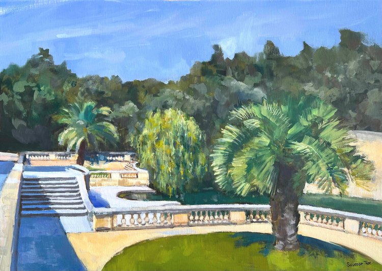Les jardins de la Fontaine, Nîmes, paysage | PThierry Souccar, artiste peintre