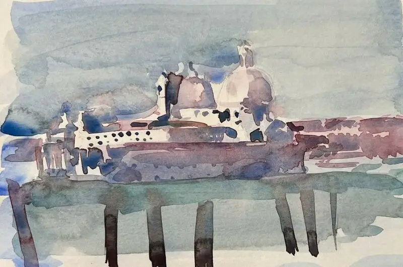 Santa Maria della Salute dans la brume vénitienne - Aquarelle de Venise