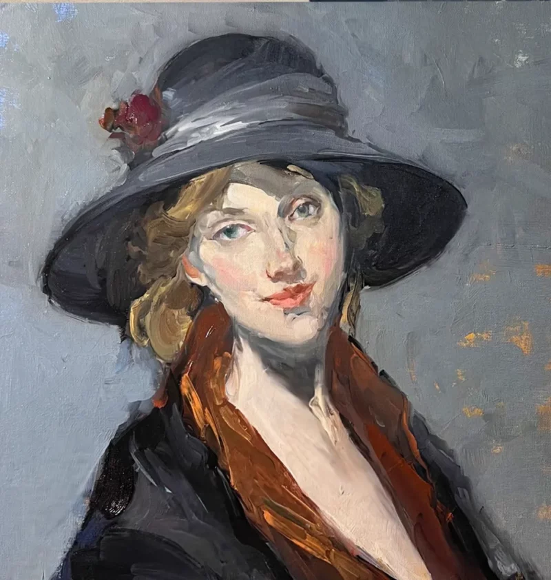 Portrait de Joy au chapeau